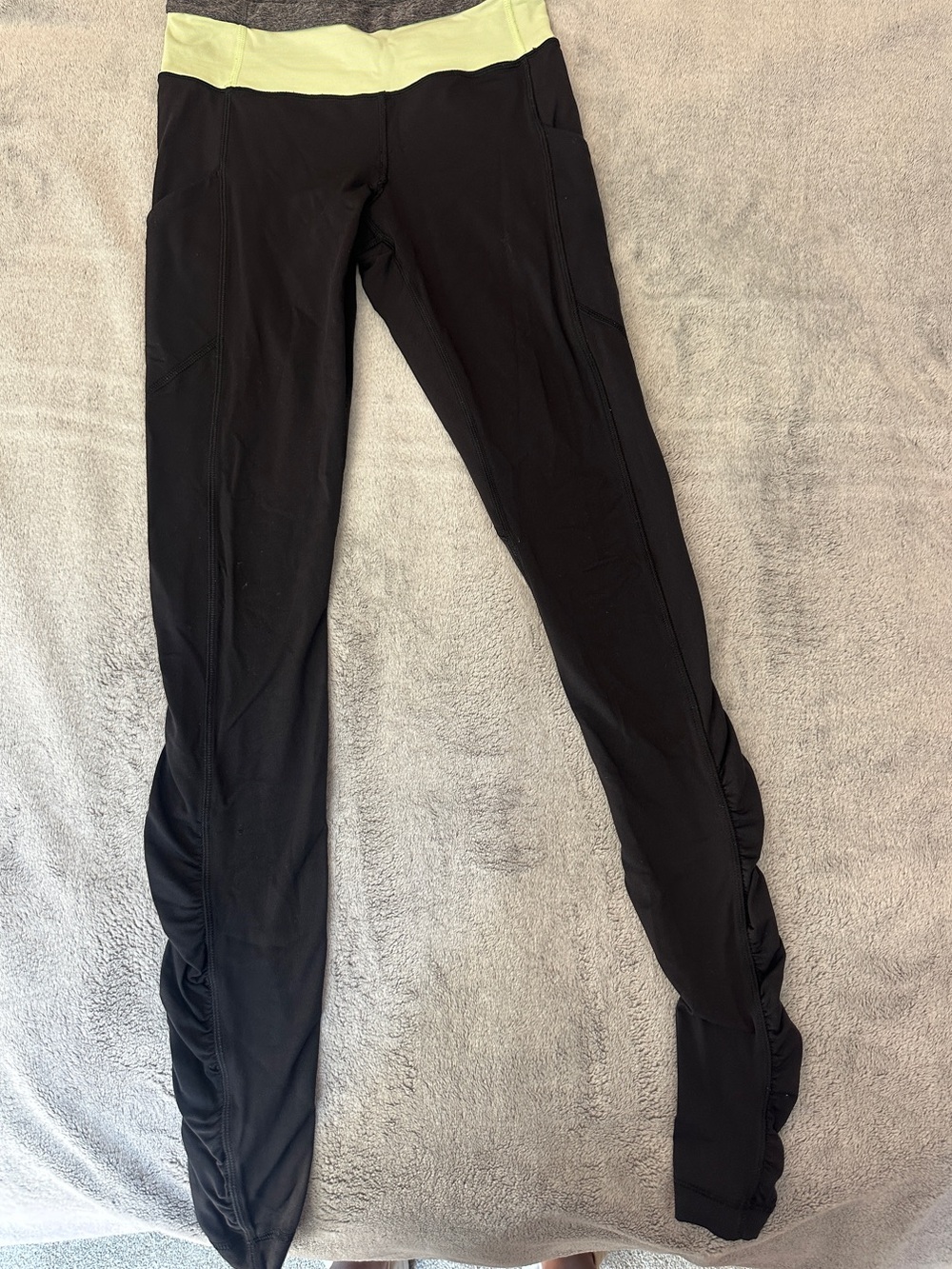 Black Leggings with Lime Waistband